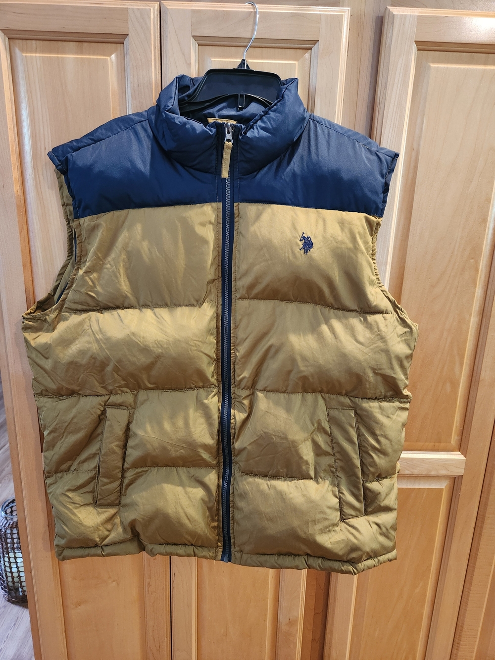U.S. Polo Assn. Two-Tone Puffer Vest in Olive and Navy